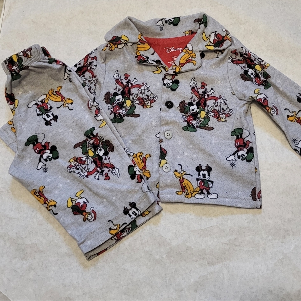 Disney Mickey and friends holiday print pajama set.